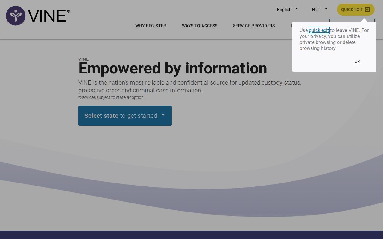 VINELink notification interface for St. Clair County inmate release and transfer alerts